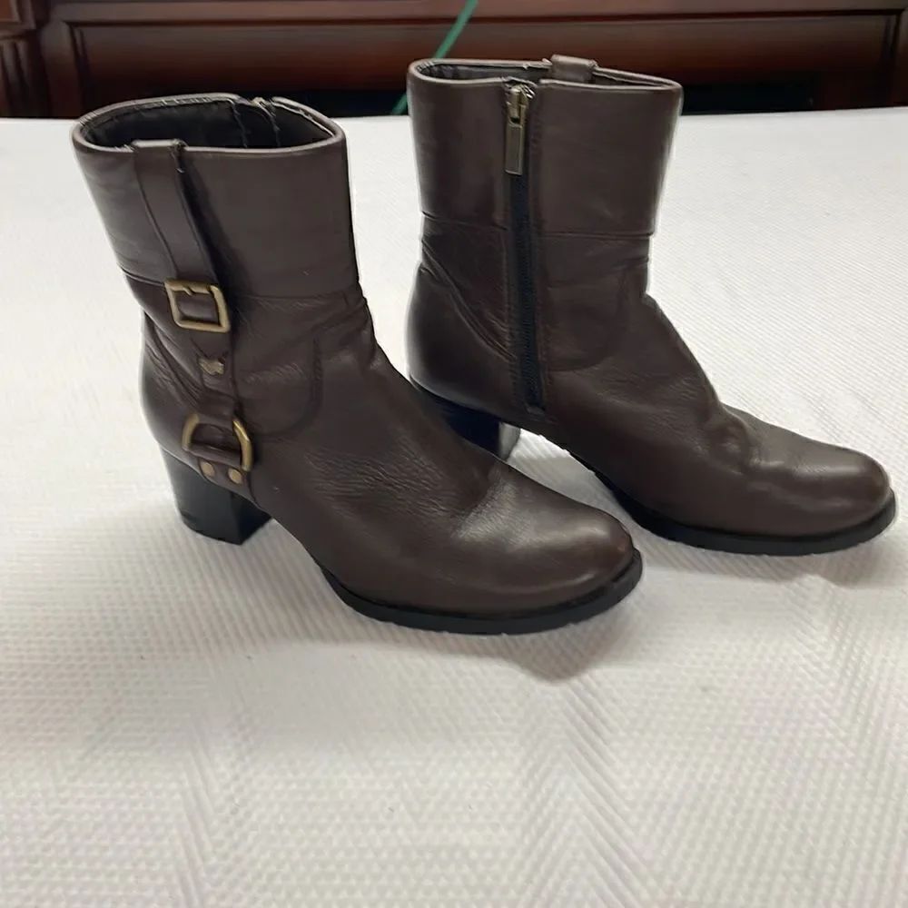 Harley-Davidson 84069 Faux Cuff Side Buckle Boots Size 8.5 Brown